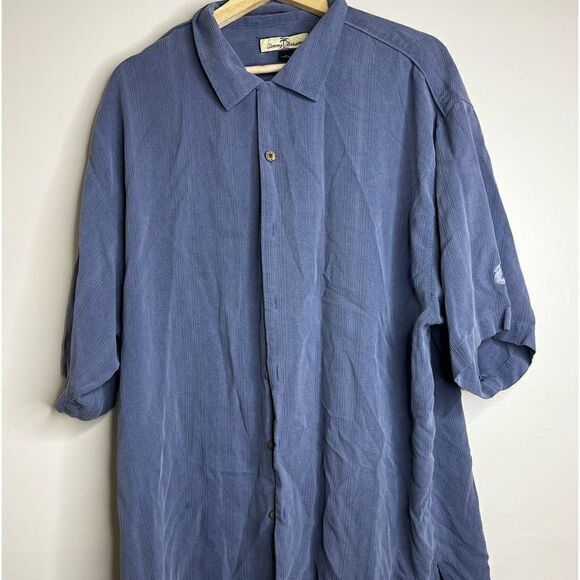 Tommy bahama silk short sleeve button down shirt men’s size XL blue - Picture 1 of 7